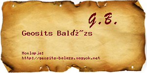 Geosits Balázs névjegykártya